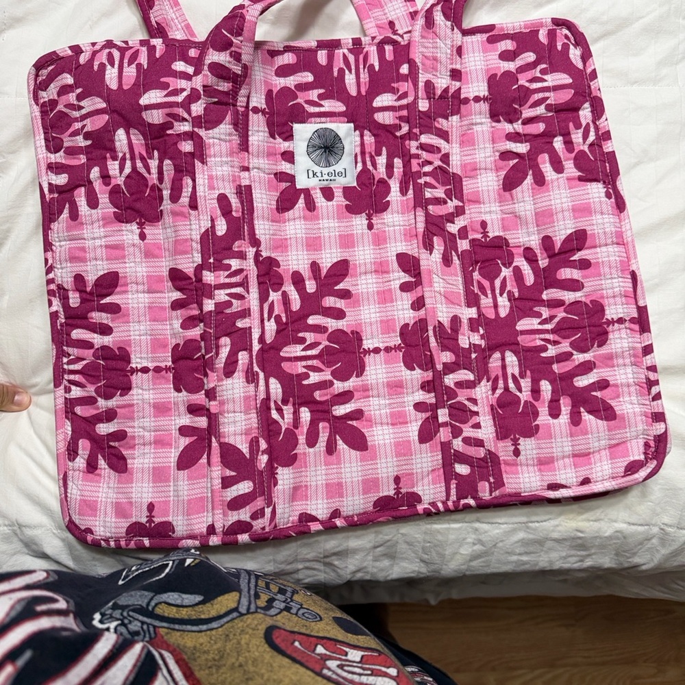 Kiele Palaka Pink Floral Tote Bag - Picture 3 of 5